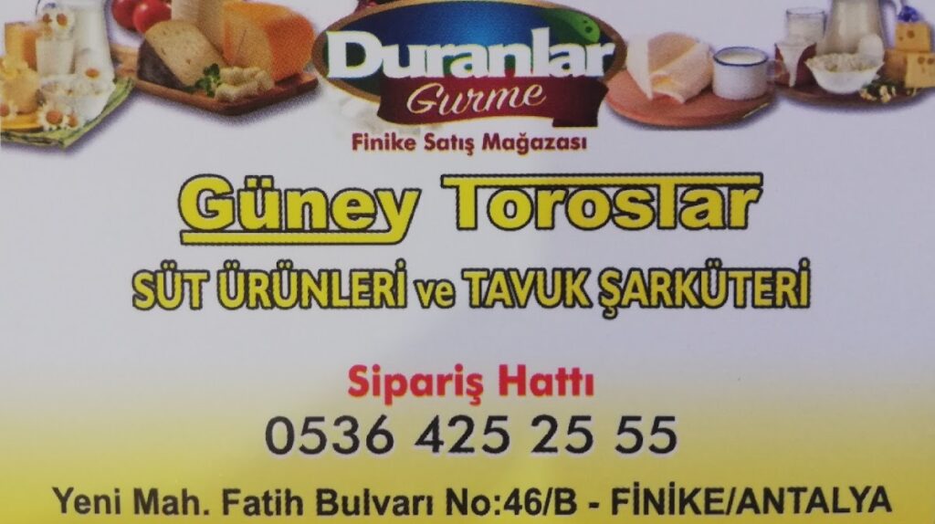 (DURANLAR FİNİKE)GÜNEY TOROSLAR süt ürünleri ve tavuk şarkuteri